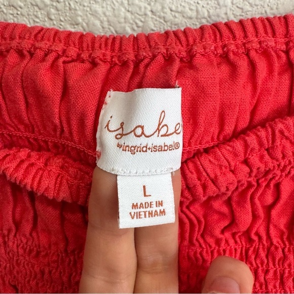 Isabel Maternity Women’s Large Linen Midi Puff Sleeve Dress Smocked Boho Pink - Picture 3 of 8